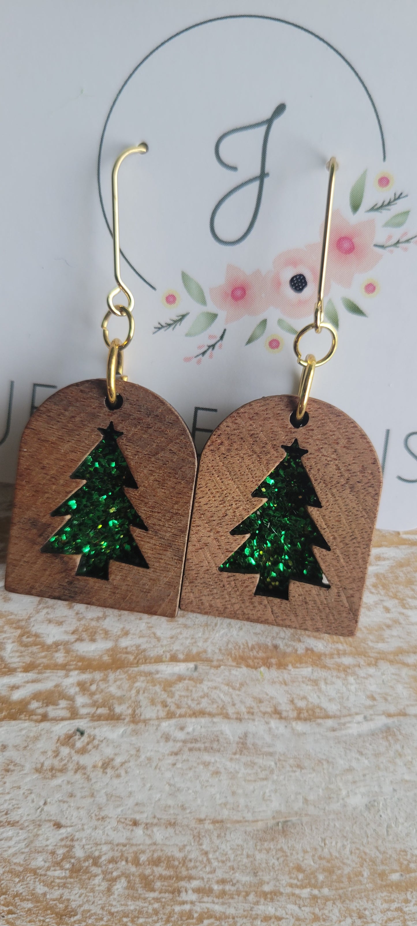 Wooden Tree Earrings