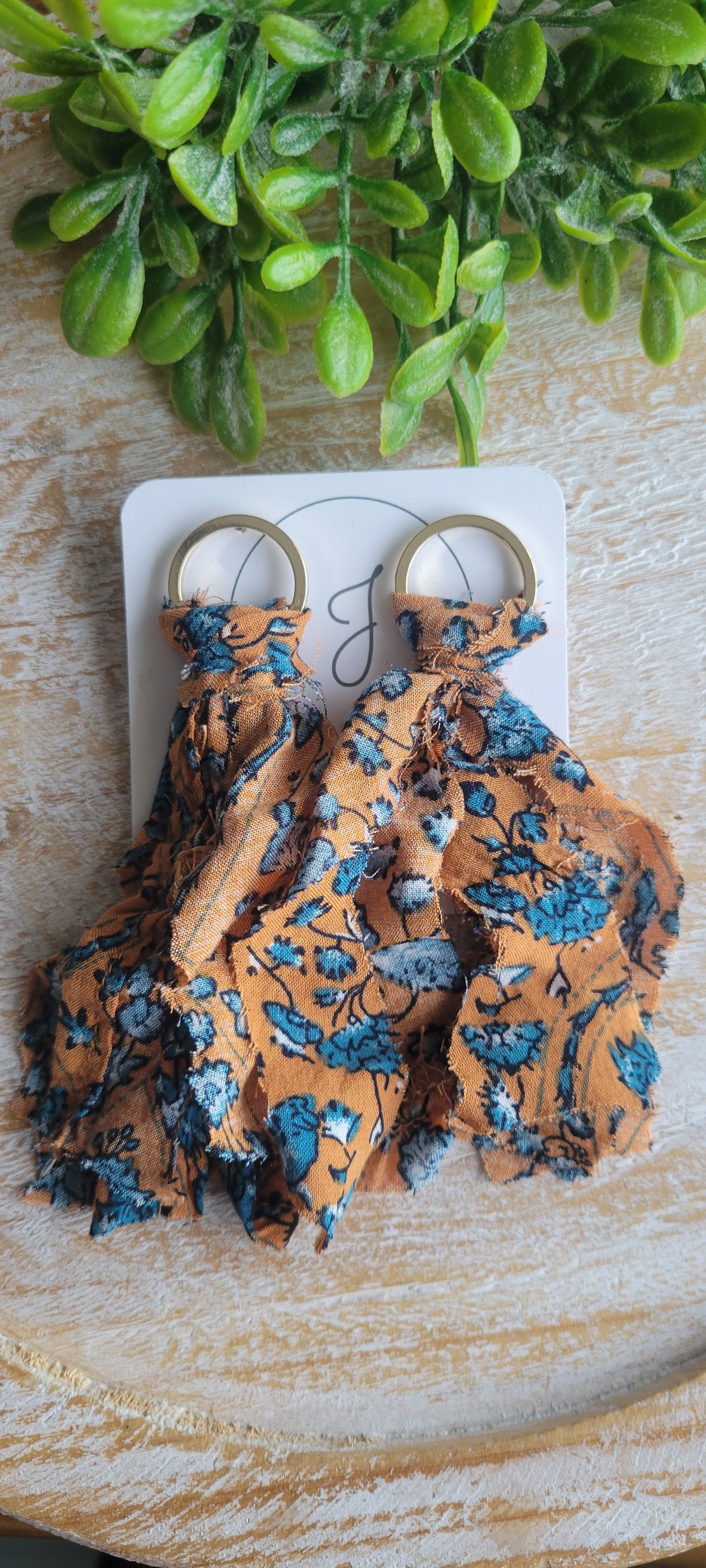 Blue Floral Cloth Earrings