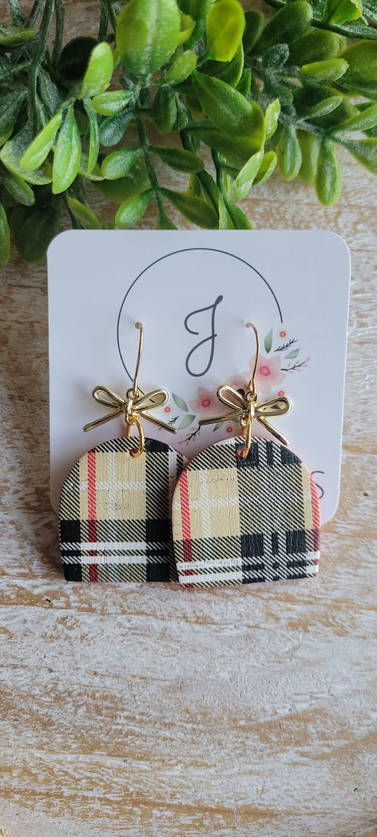 Plaid and Bow Earrings