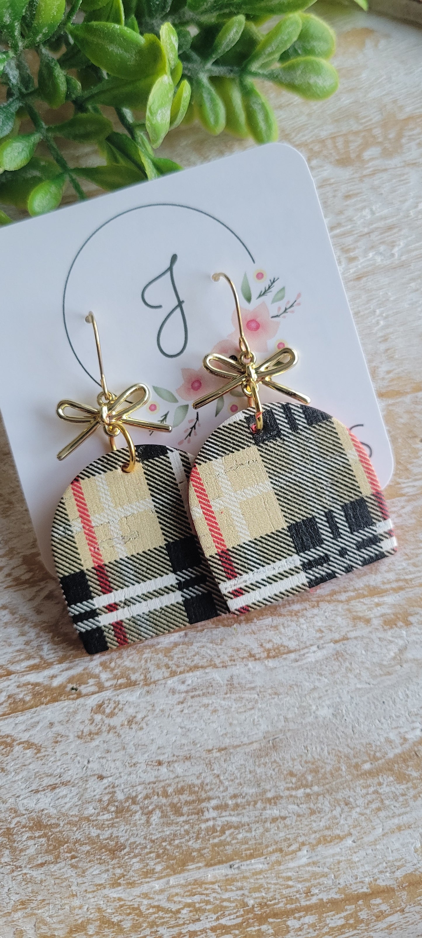 Plaid and Bow Earrings