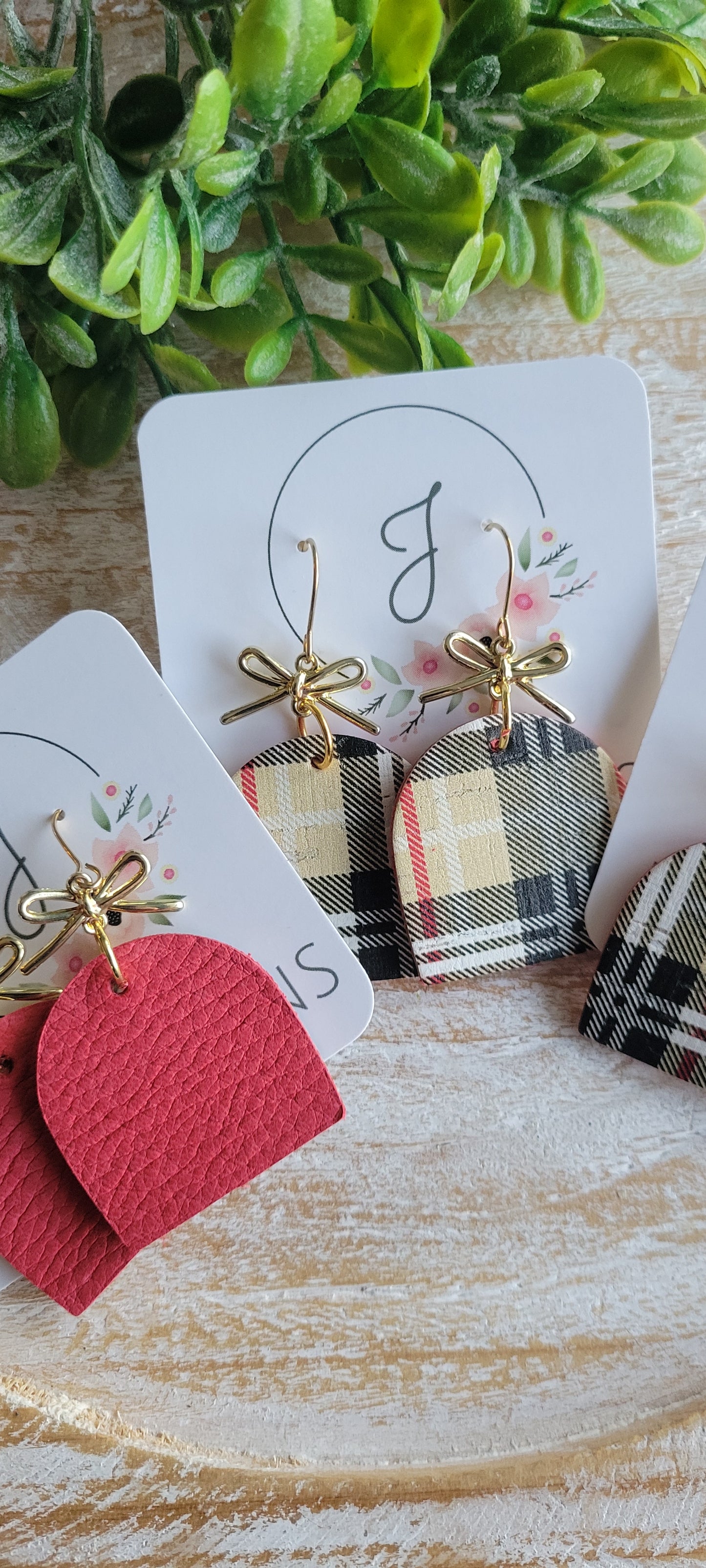 Plaid and Bow Earrings