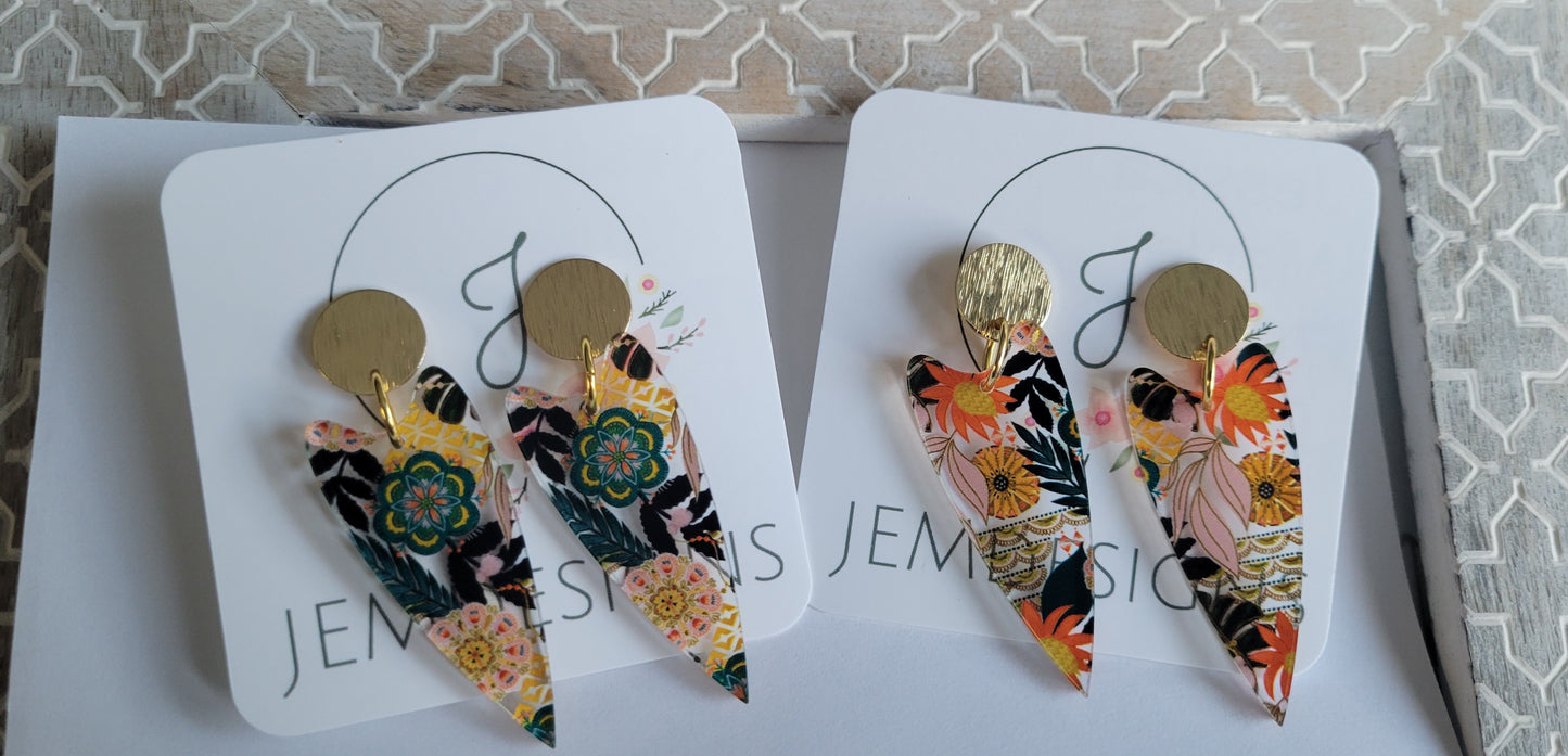 Autumn Floral Acrylic Earrings