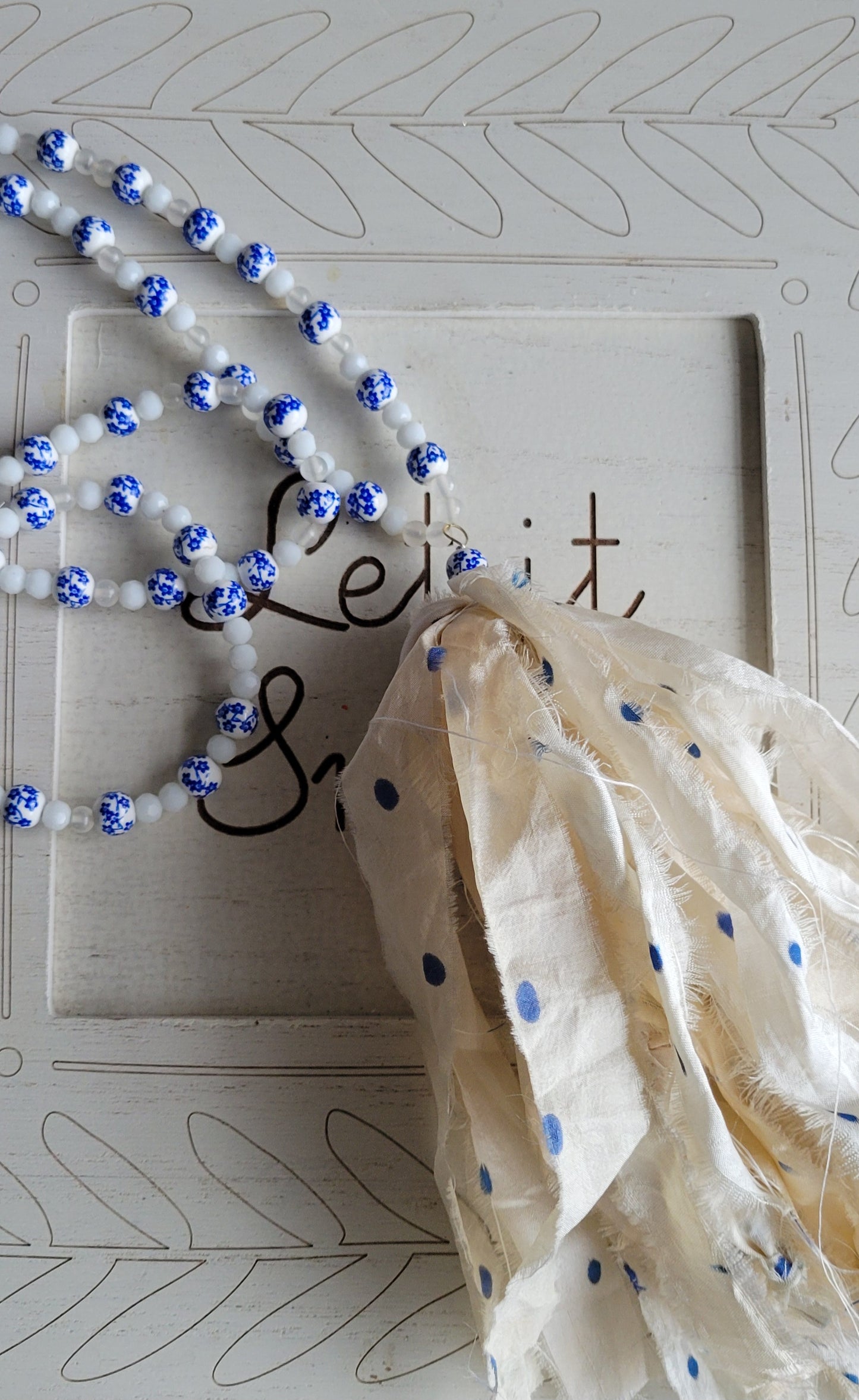 Blue and White Tassel Necklace