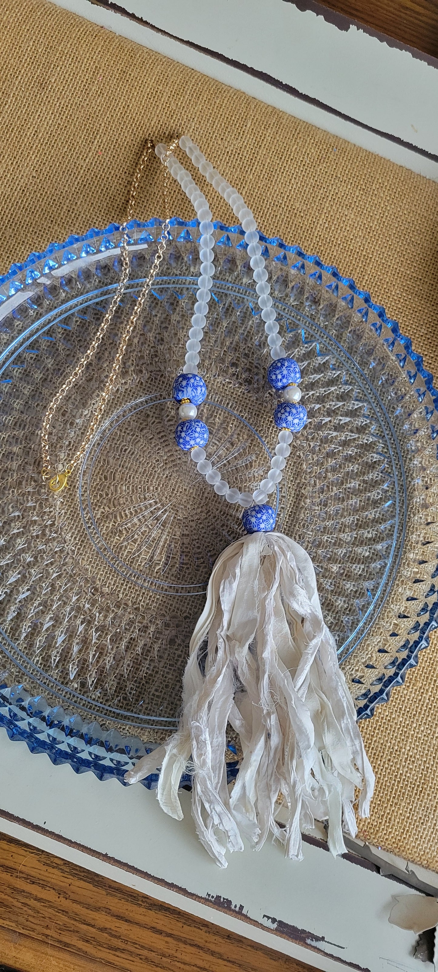 Blue Tassel Necklace