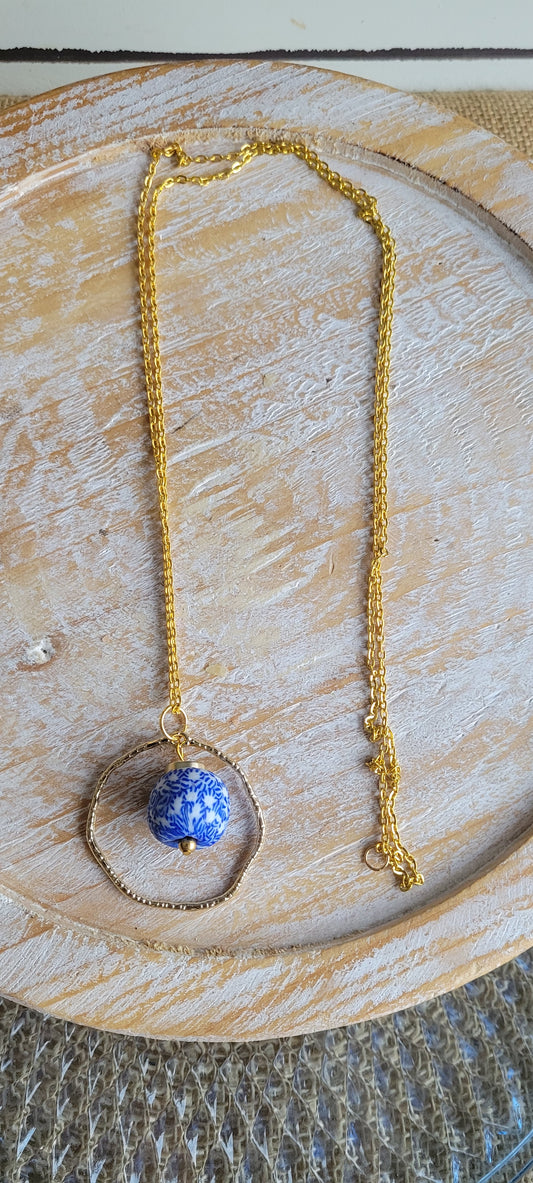 Blue Bead Long Necklace