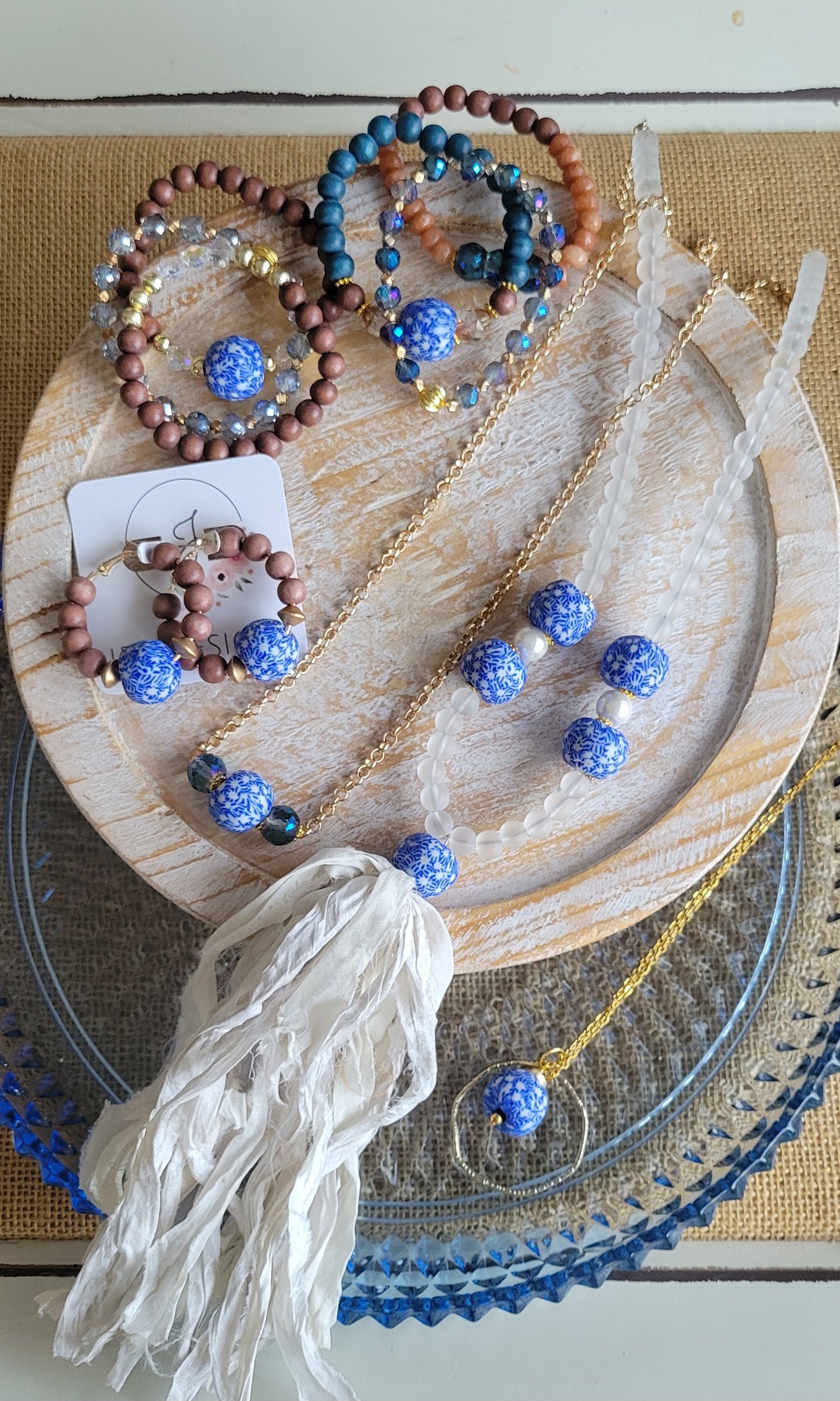 Blue Bead Long Necklace