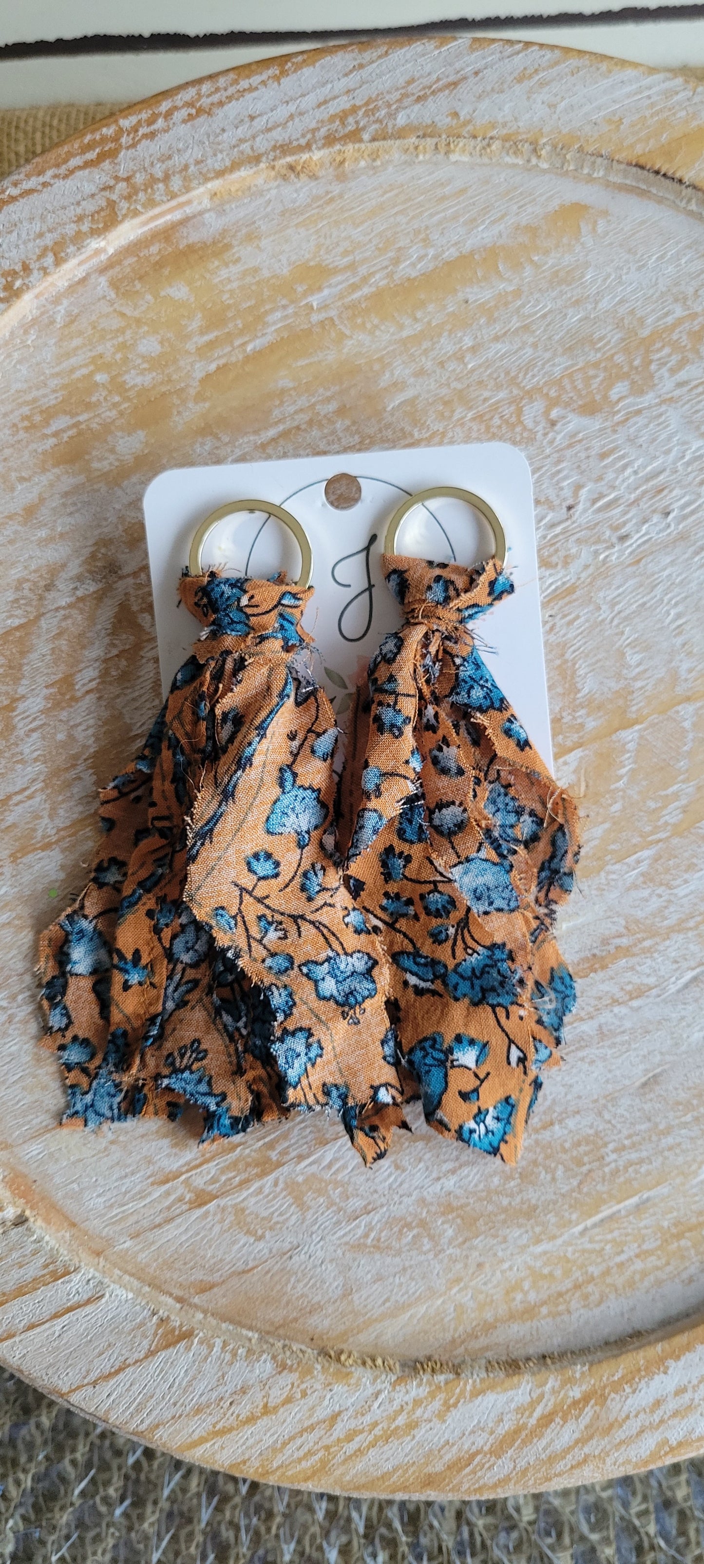 Blue Floral Cloth Earrings