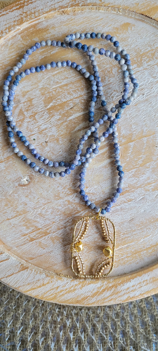 Gold Pendant Beaded Necklace