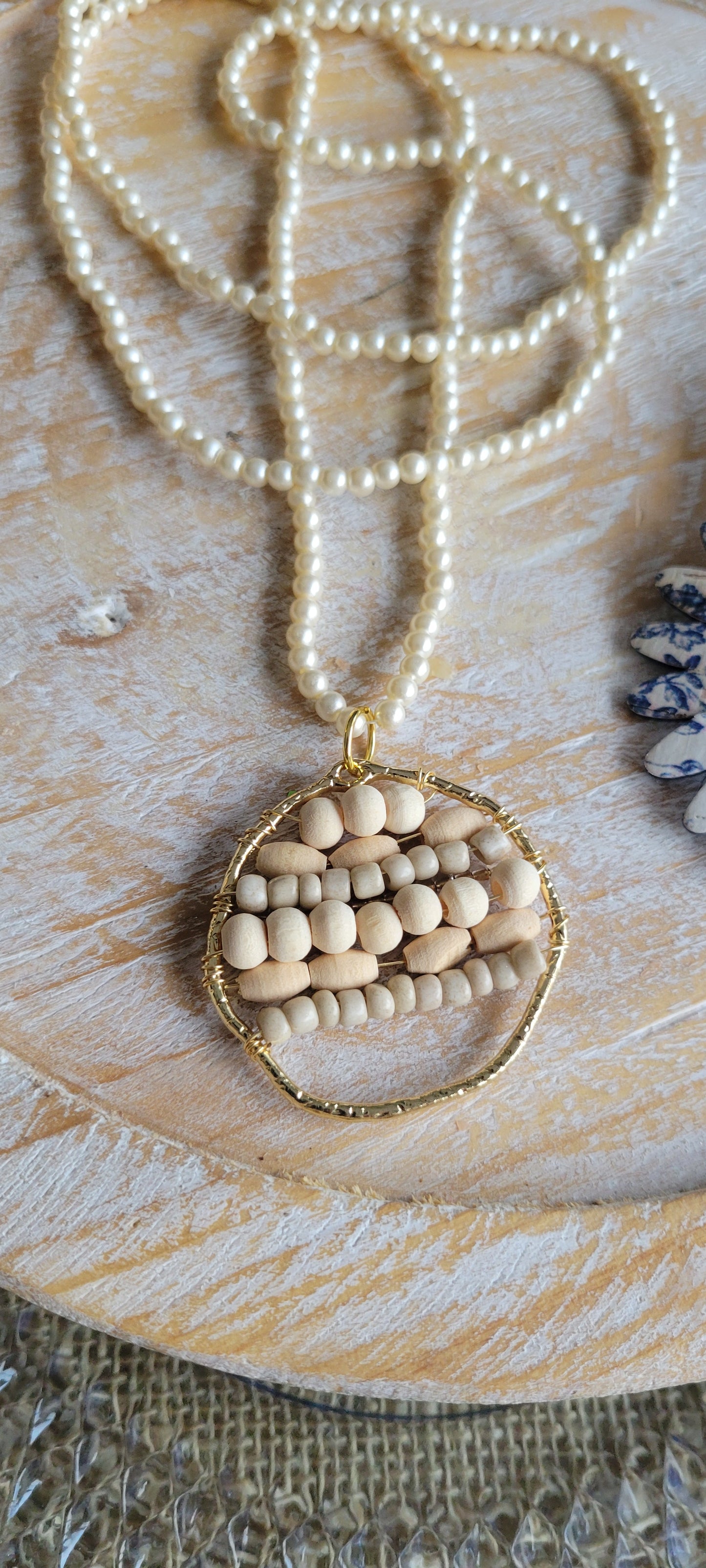 Pearl and Wood Necklace