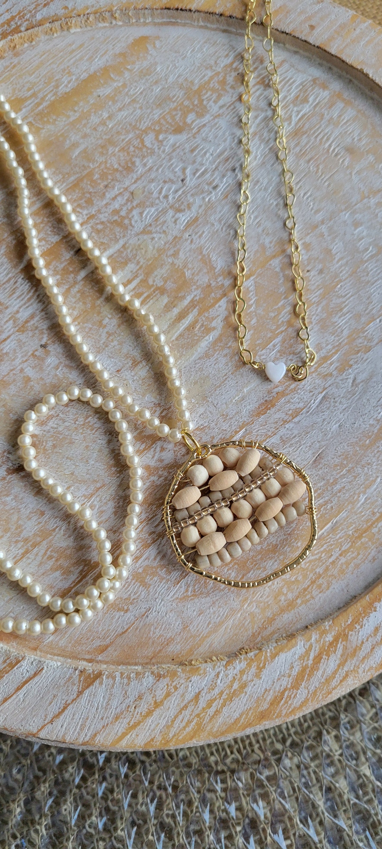 Pearl and Wood Necklace