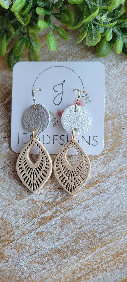 Wood and Leather Earrings