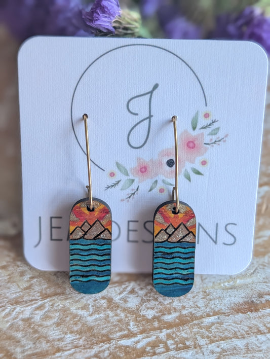 Sunset Mountain Scene Earrings