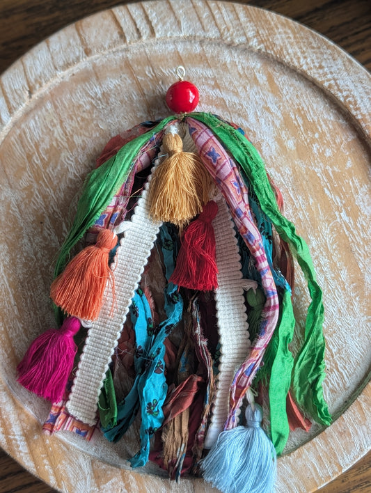 Handcrafted Boho Ribbon & Tassel Bag Charm