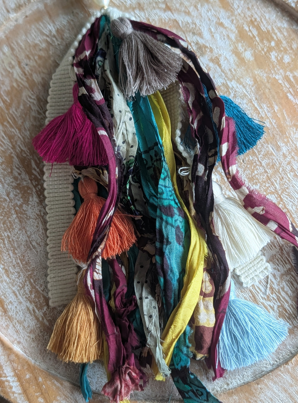 Handcrafted Boho Ribbon & Tassel Bag Charm