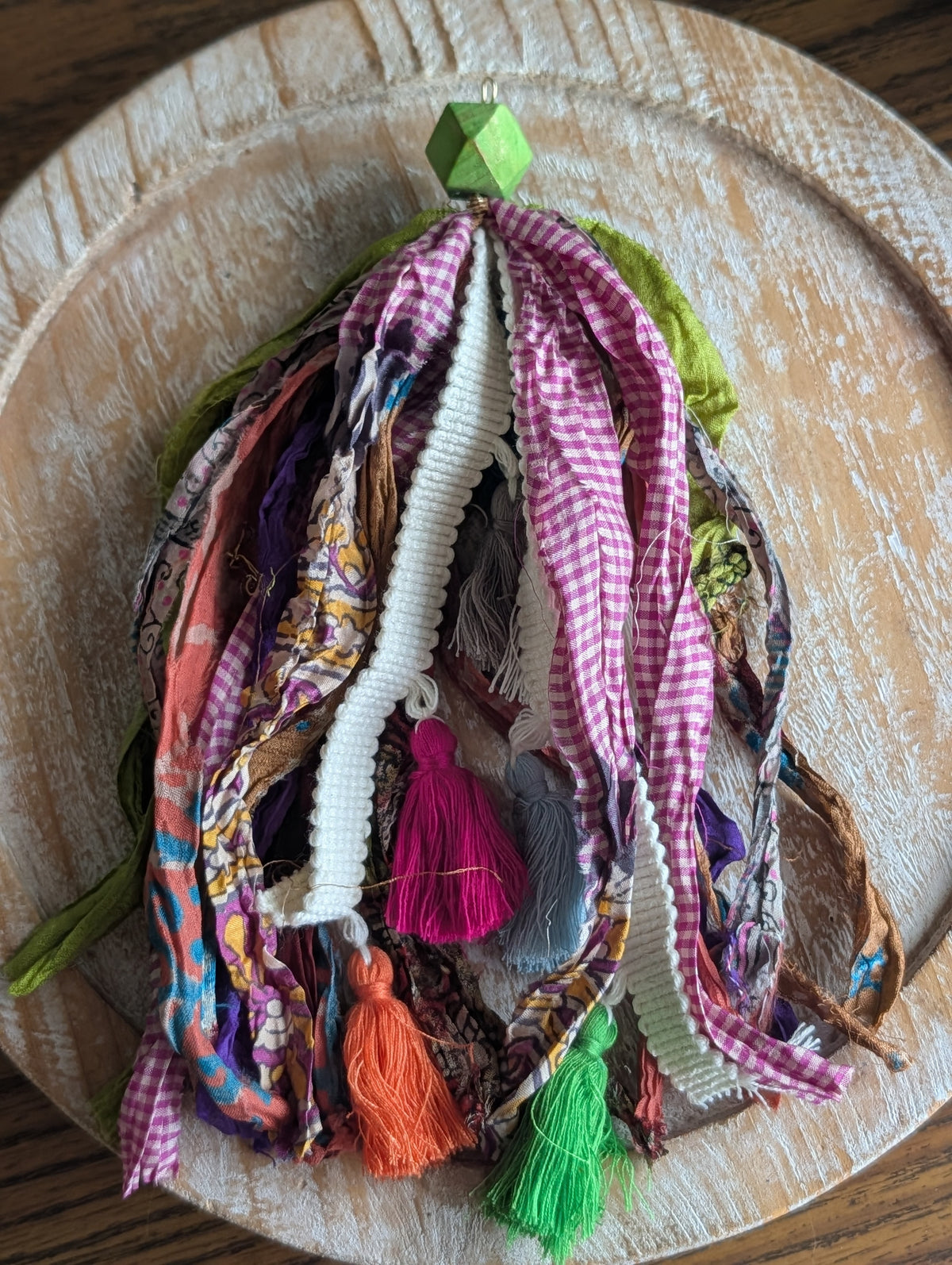 Handcrafted Boho Ribbon & Tassel Bag Charm