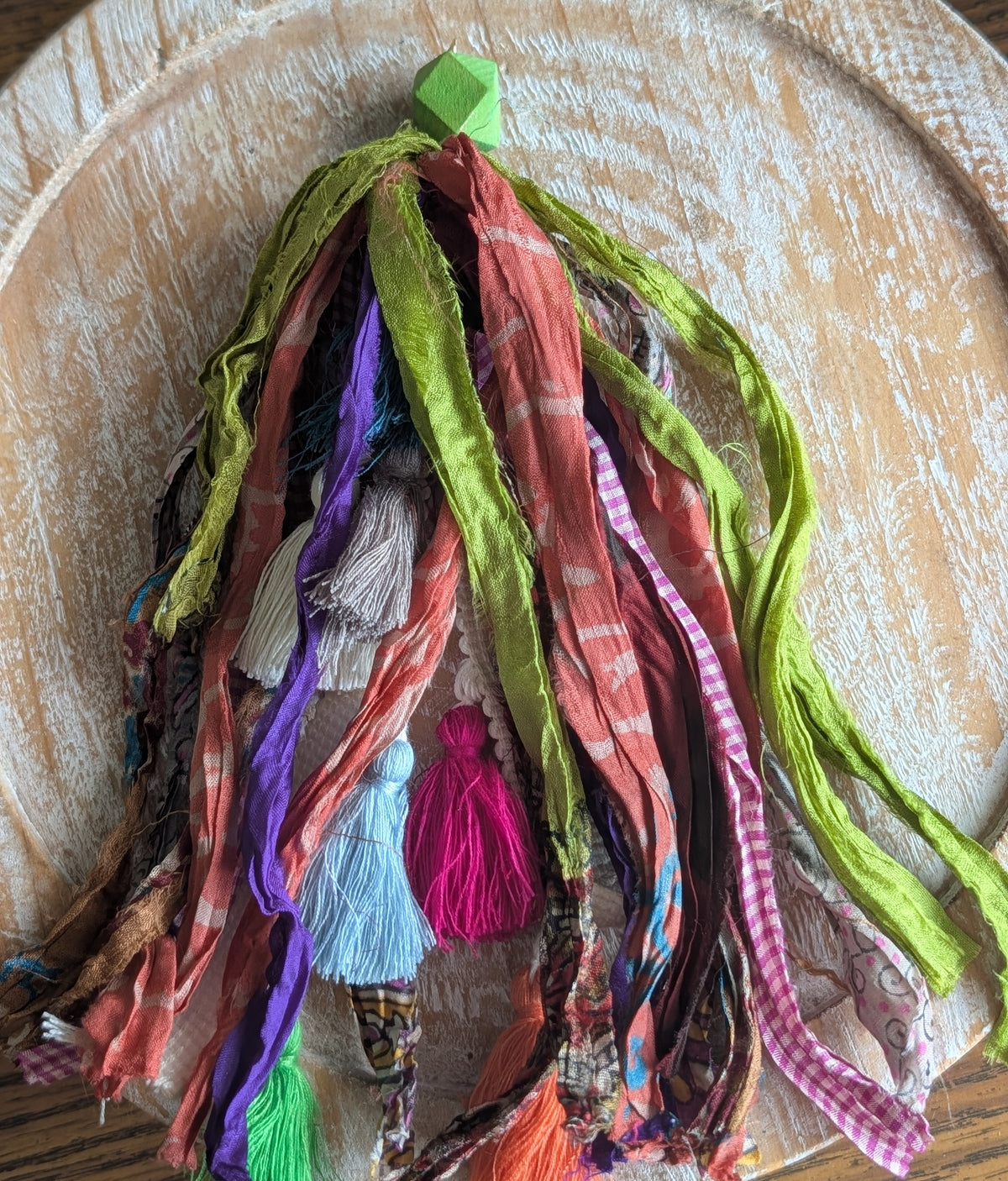Handcrafted Boho Ribbon & Tassel Bag Charm