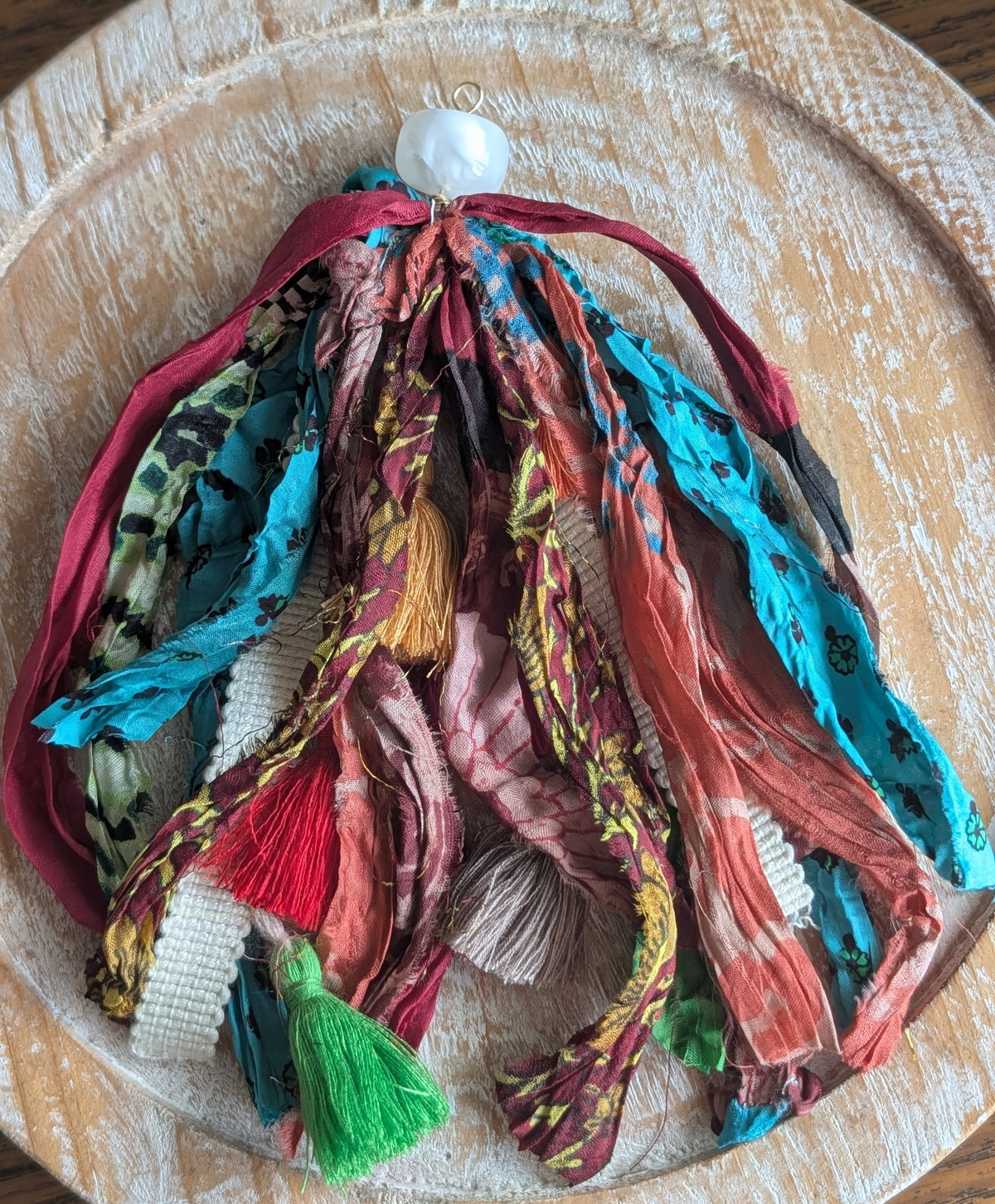 Handcrafted Boho Ribbon & Tassel Bag Charm
