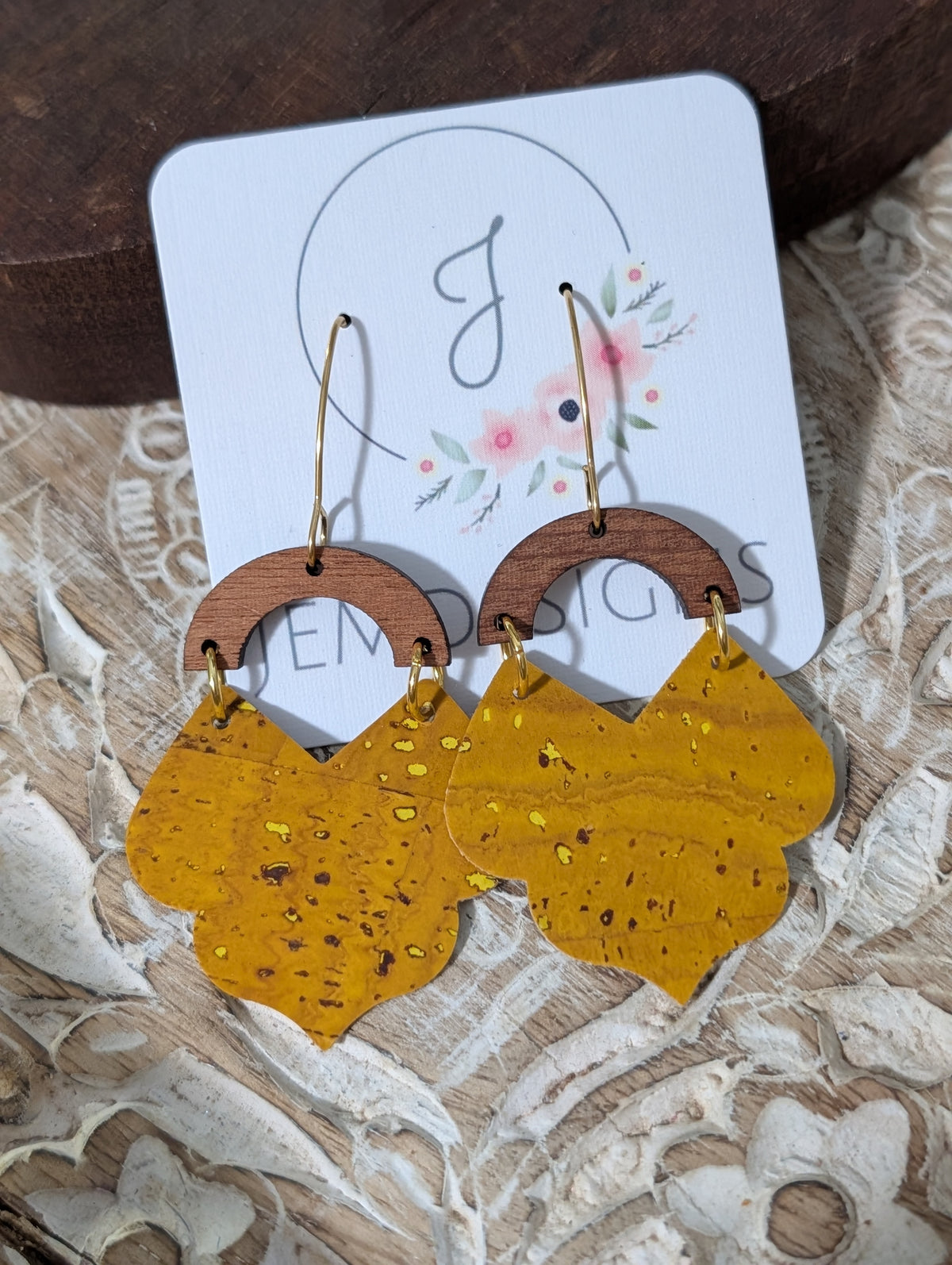 Mustard Cork Earrings