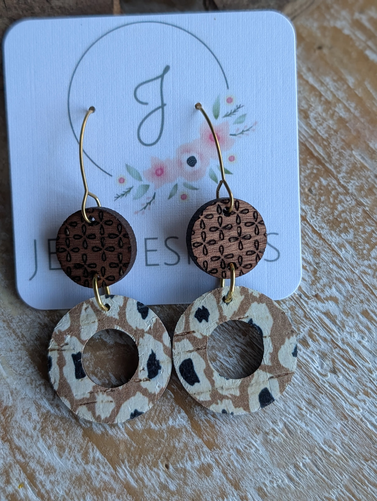 Wood and Leather Earrings