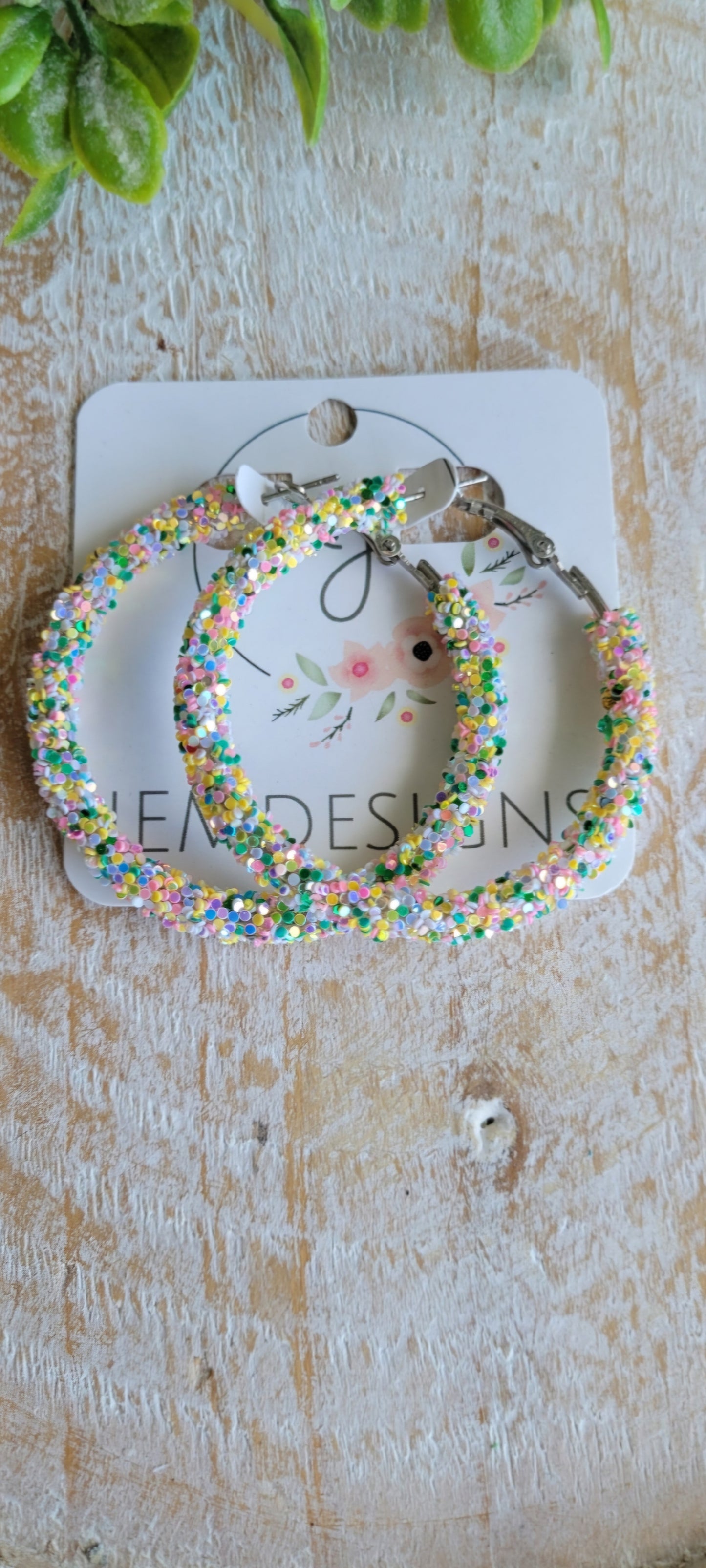 Spring Glitter Hoop Earrings