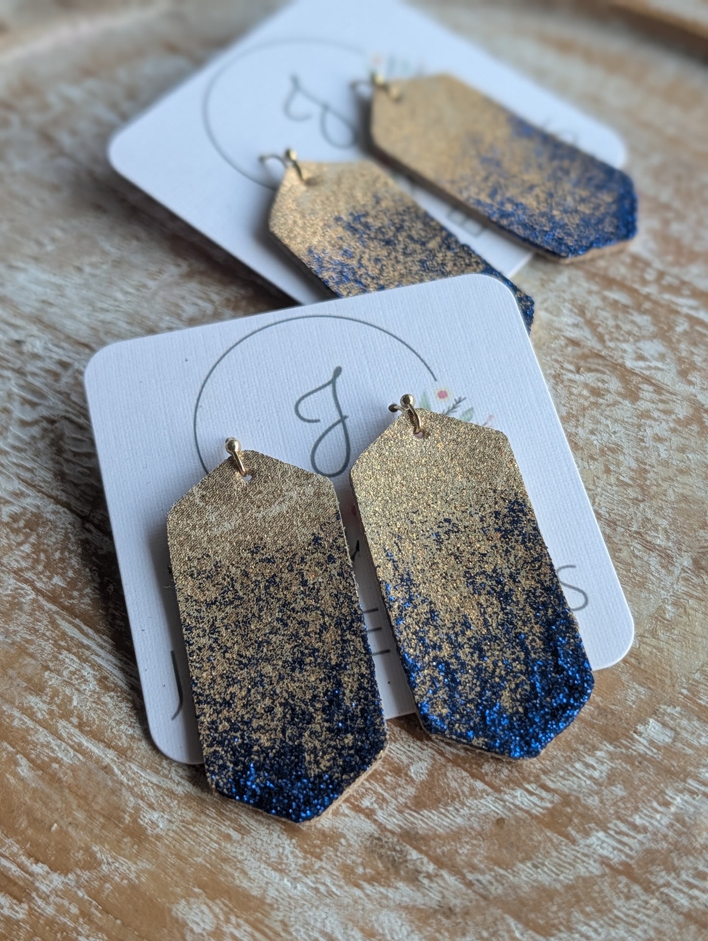 Blue and Gold Earrings