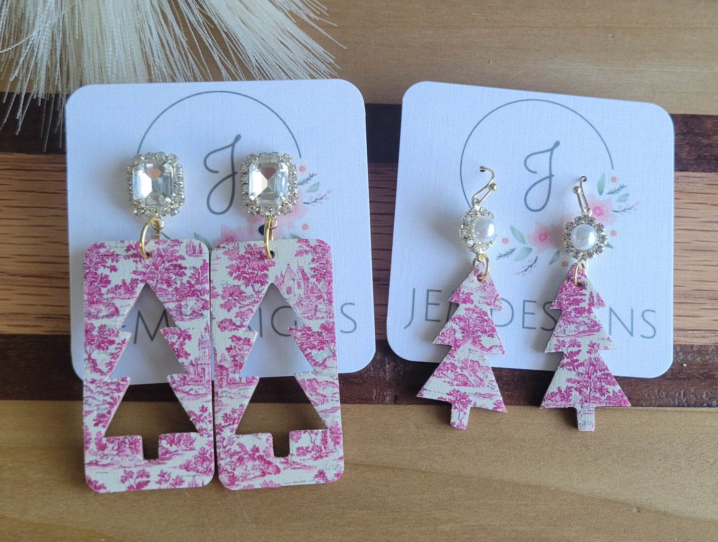 Red Christmas Tree Earrings