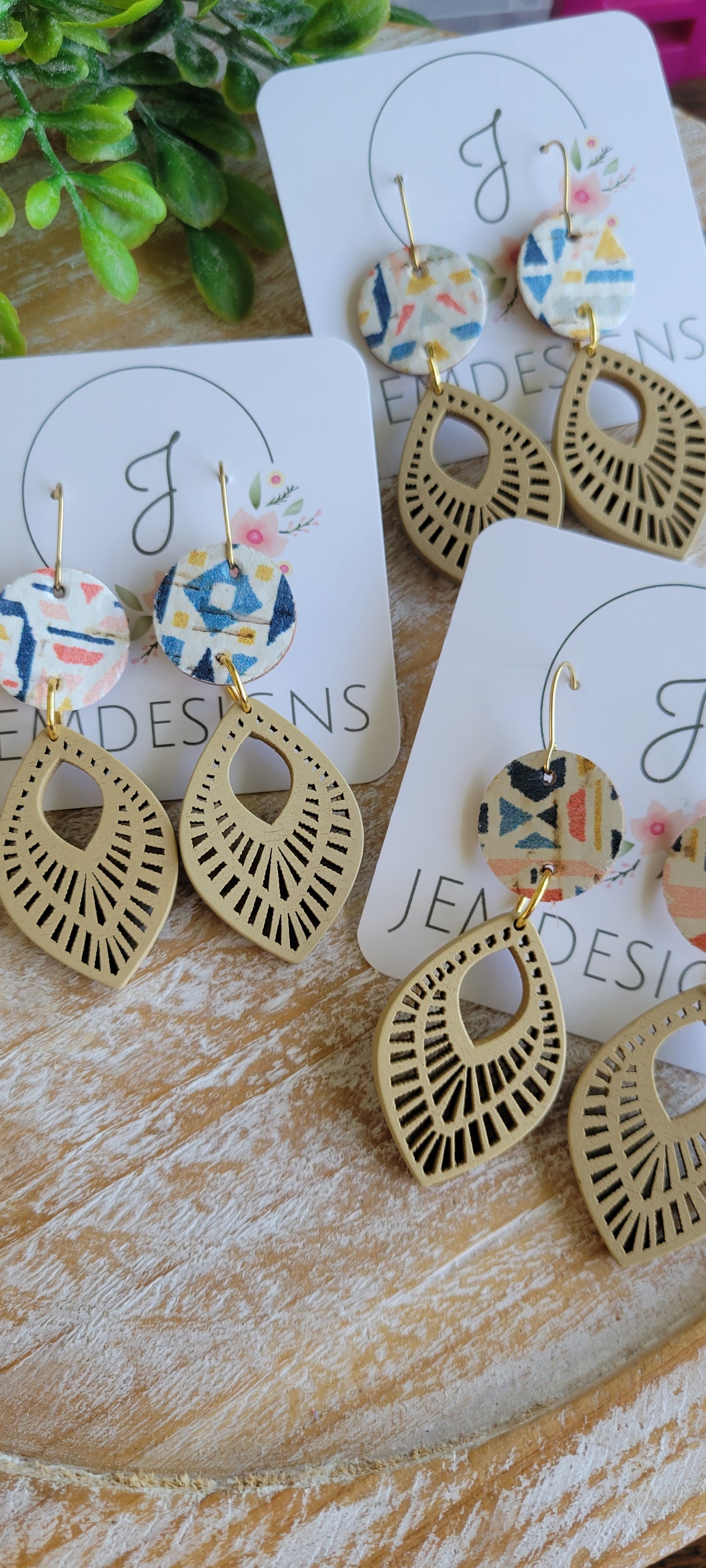 Cork and Wood Earrings