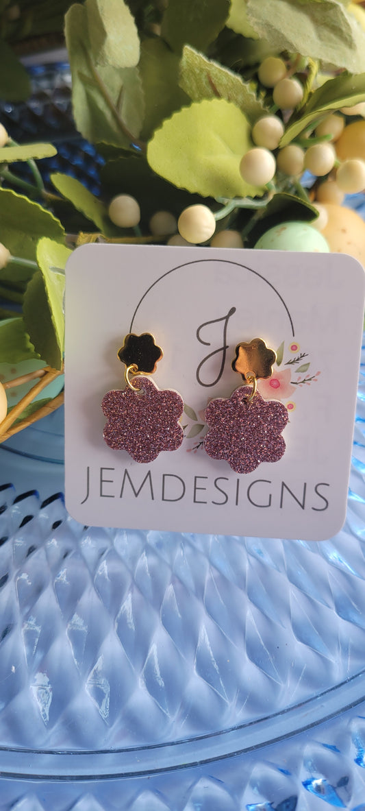 Pink Small Daisy Earrings