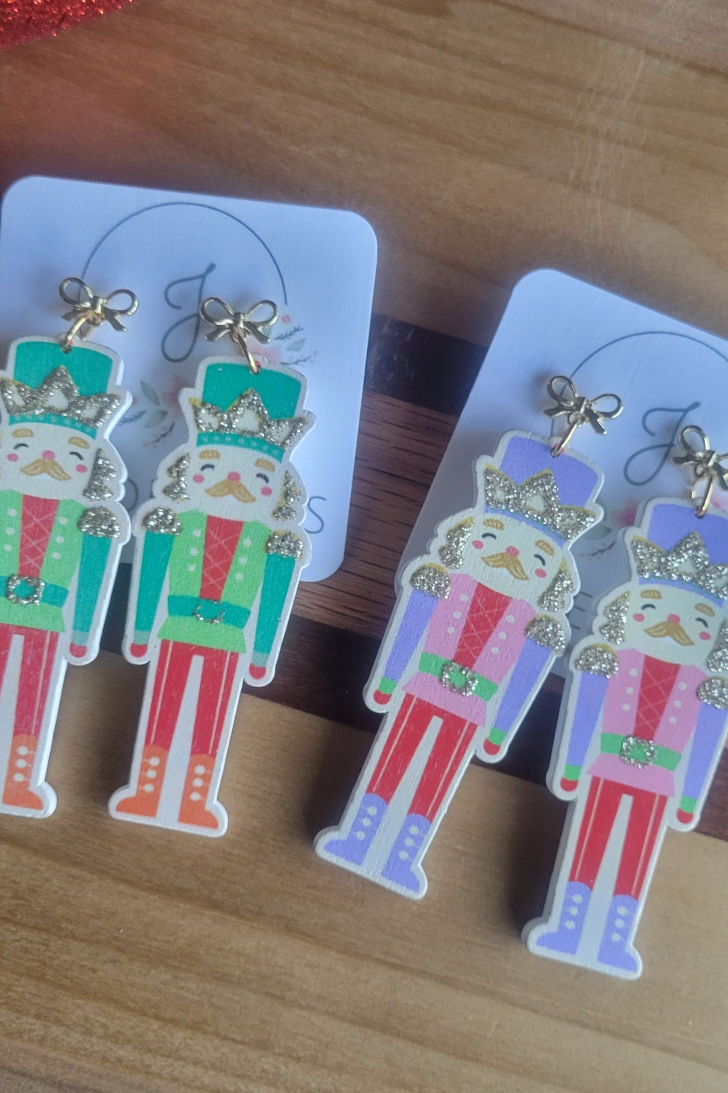 Bow Top Nutcracker Earrings