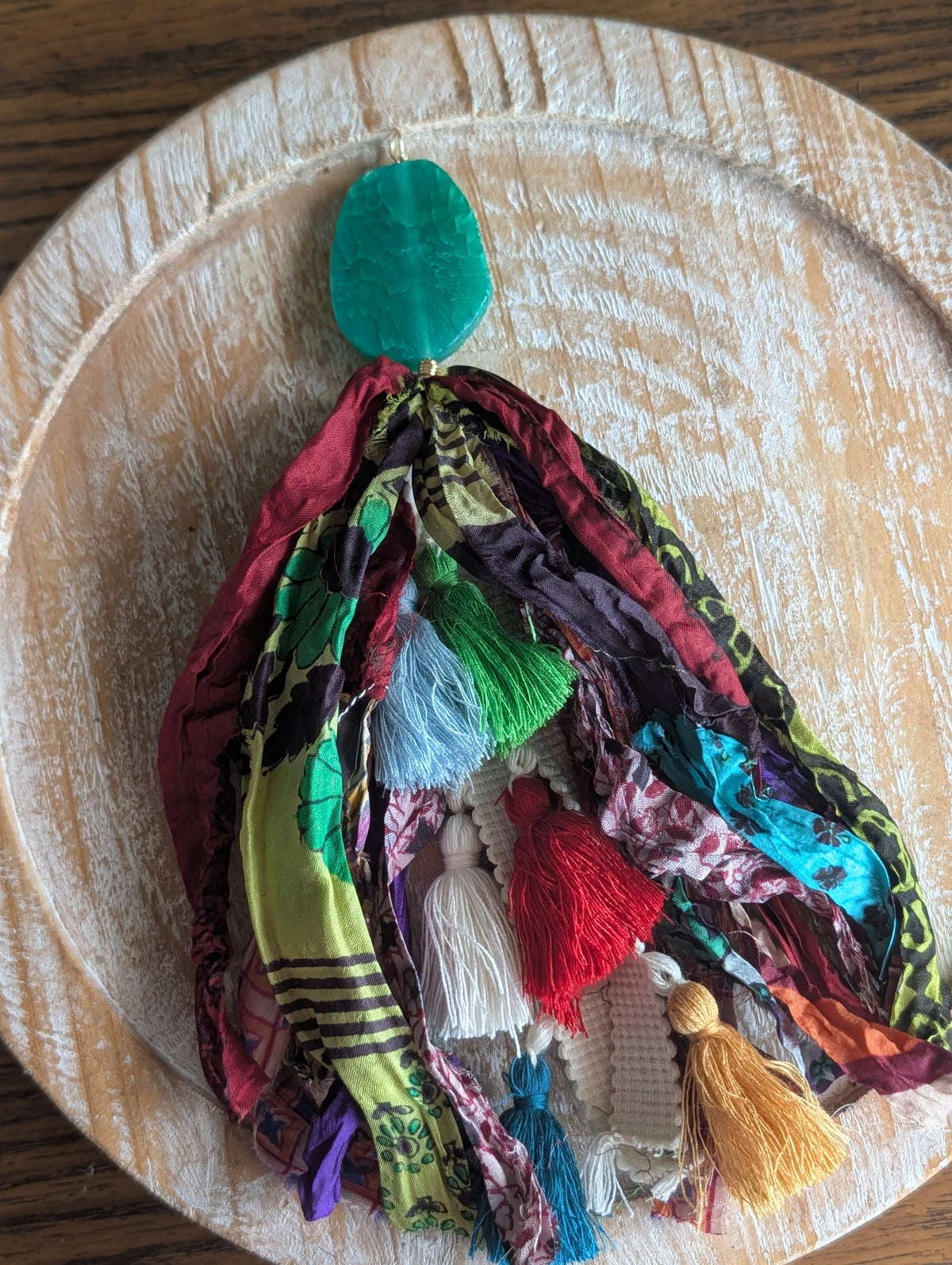 Handcrafted Boho Ribbon & Tassel Bag Charm