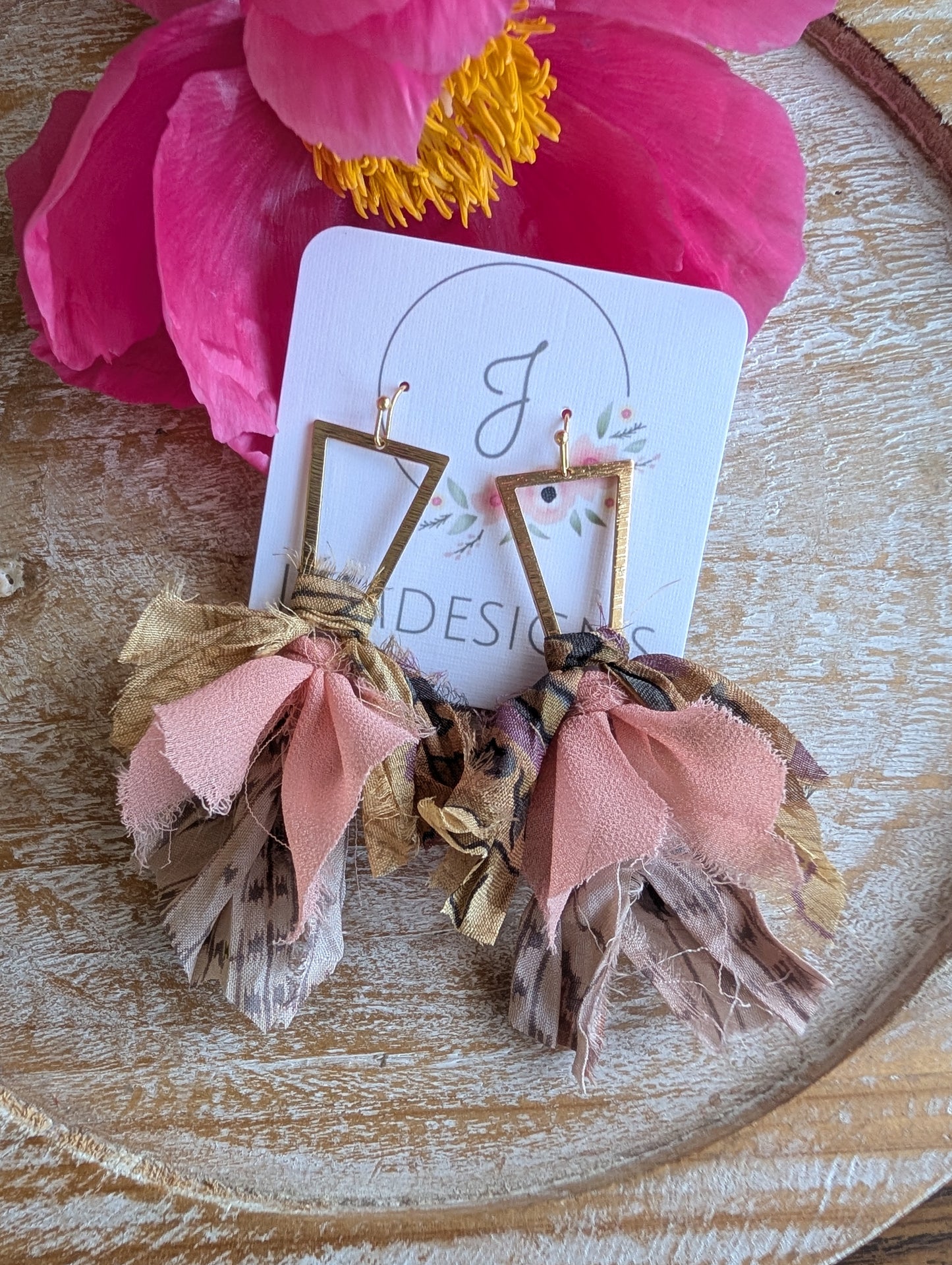 Wildflower Fringe Earrings in Muted Rose