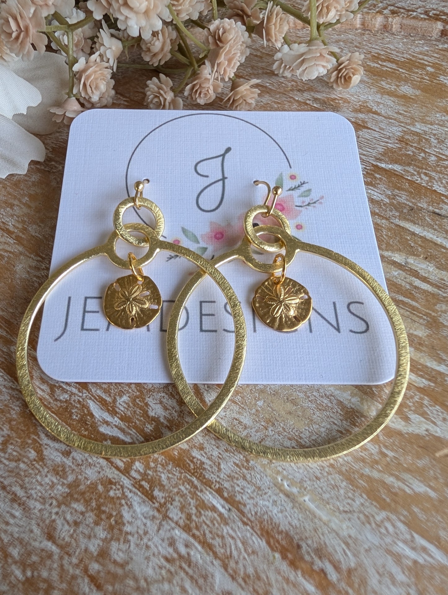 Gold Sand Dollar Earrings