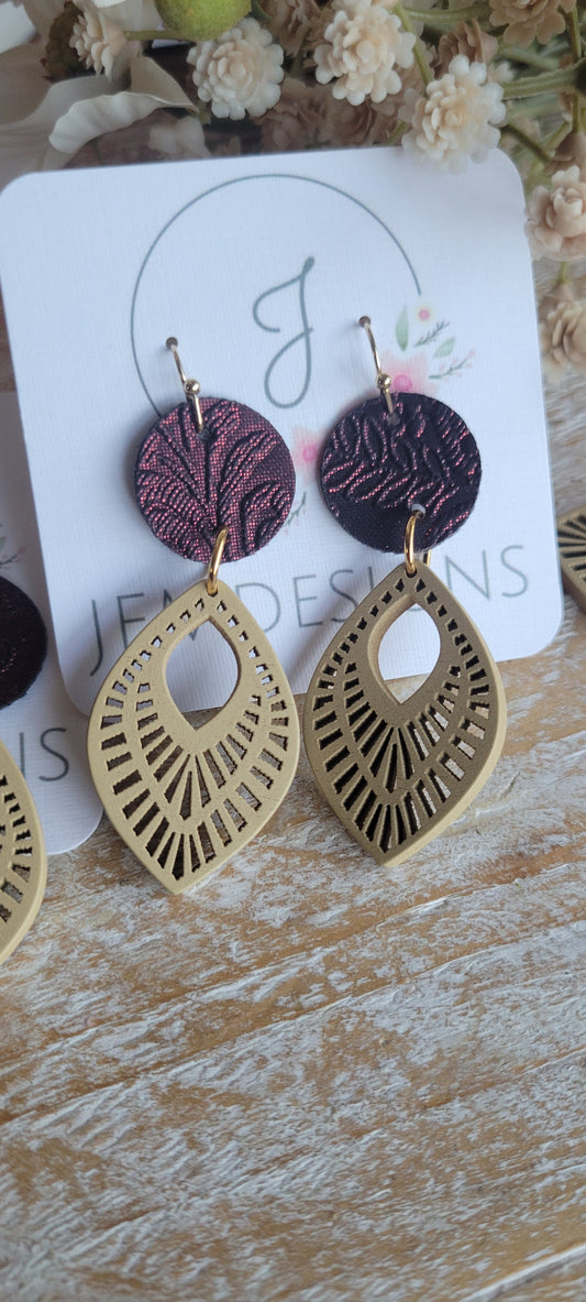 Wood and Leather Earrings