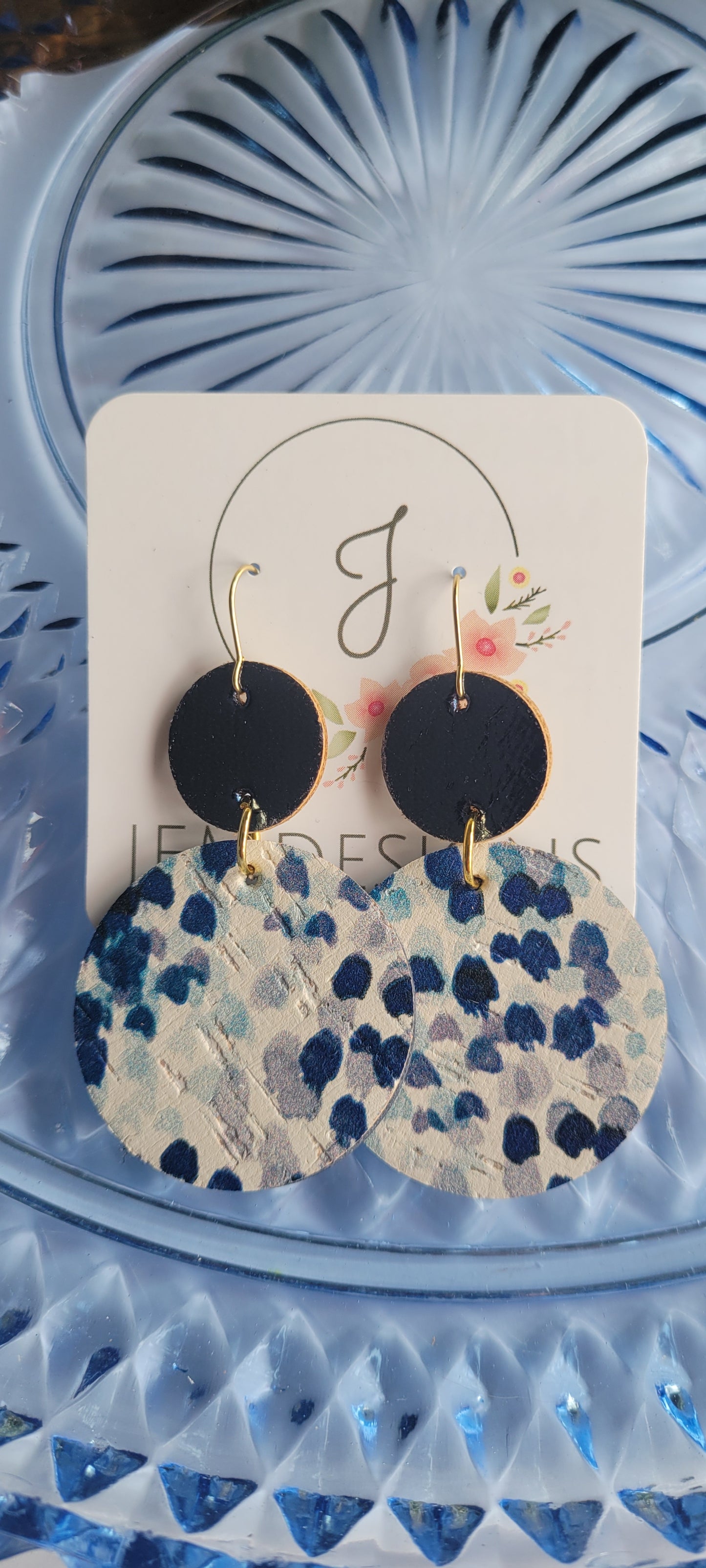 Blue Dottie Earrings Matte Top