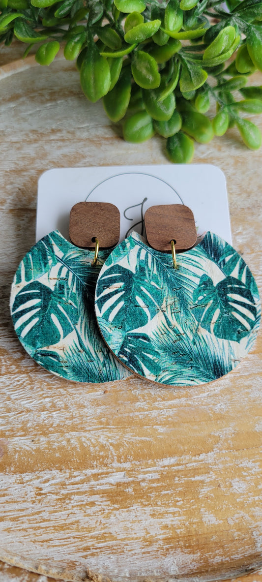 Palm Leaf Cork Earrings