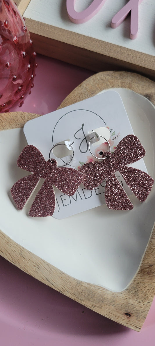 Big Pink Bow Earrings