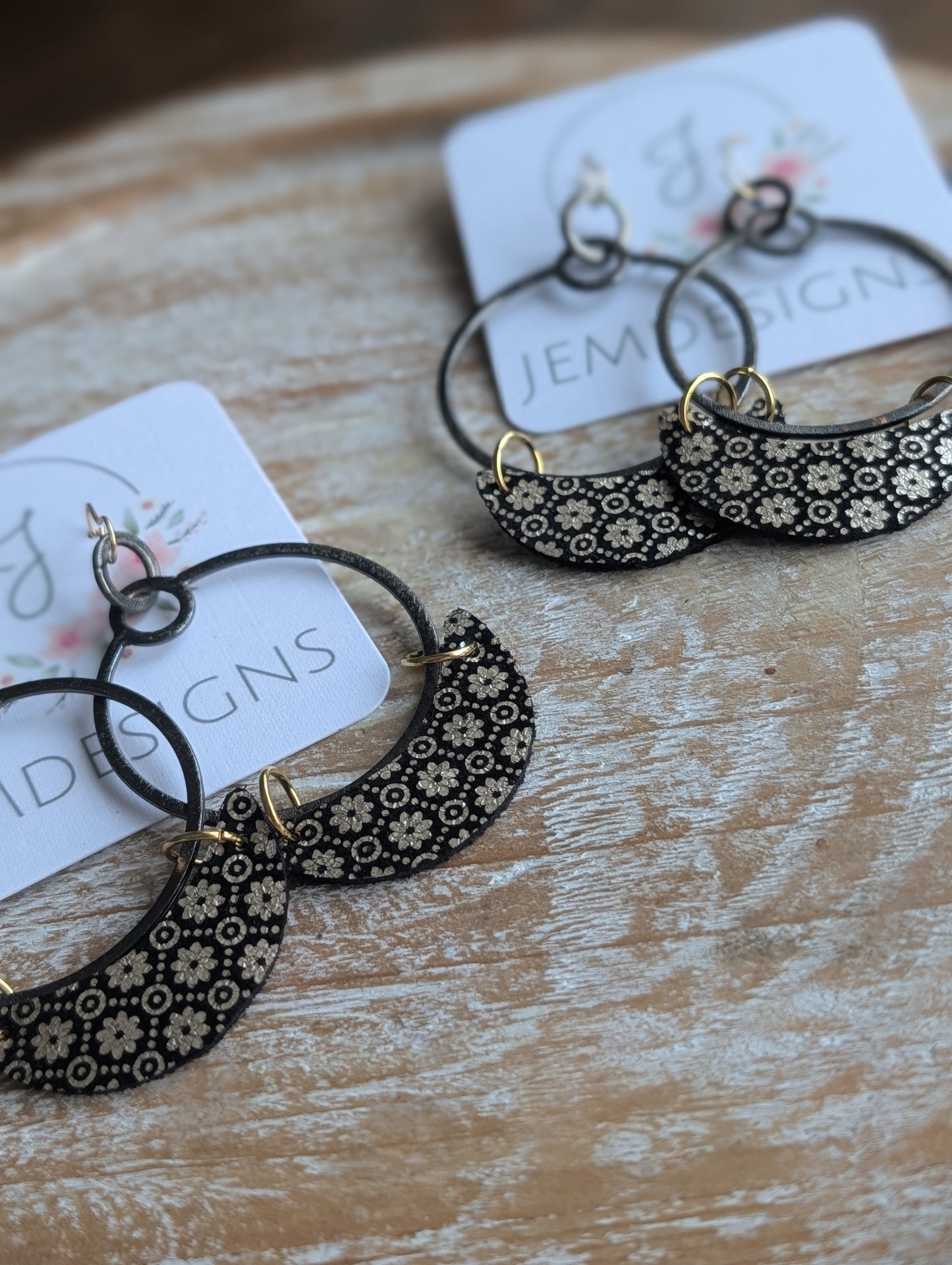 Black and Gold Hoop Earrings