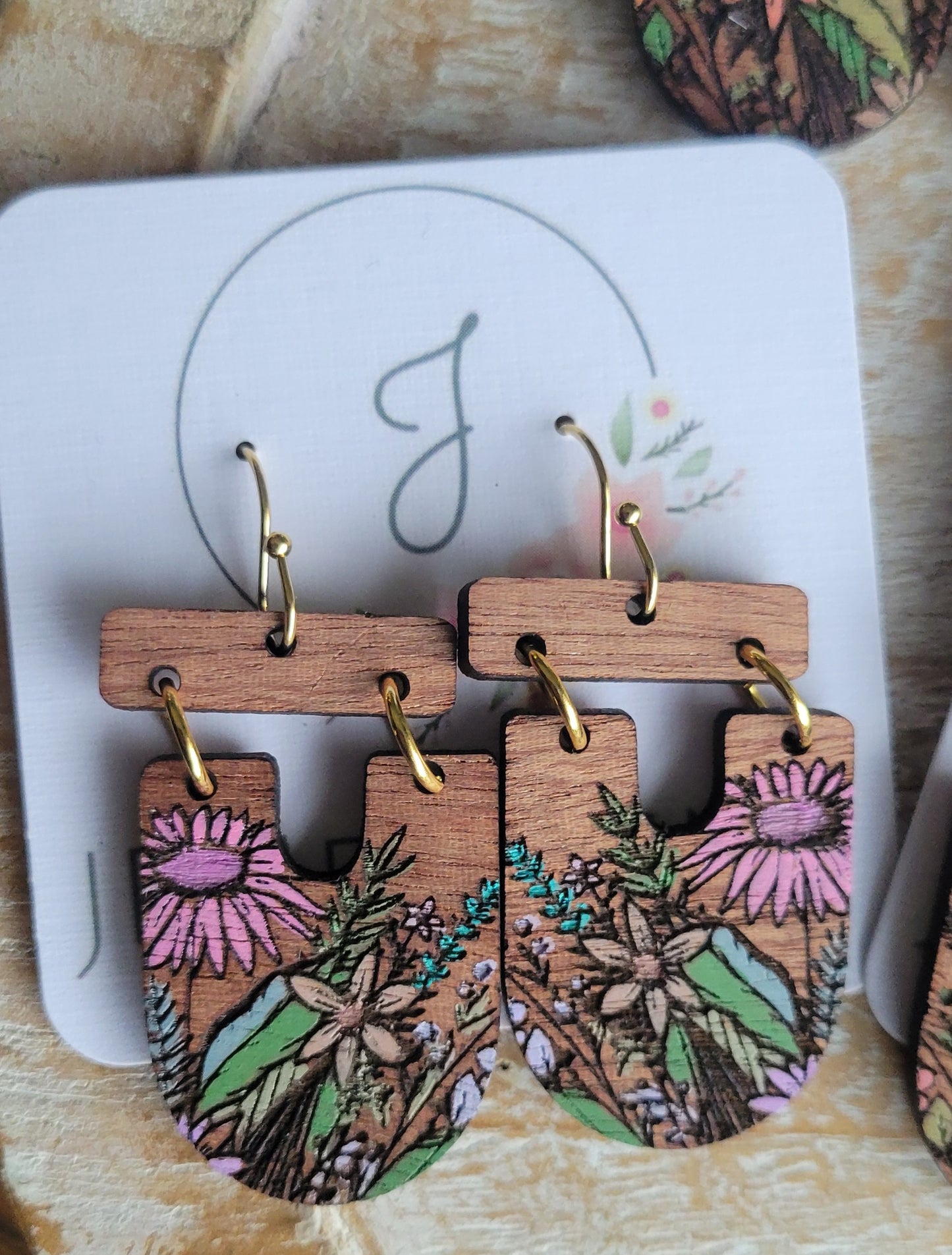 Floral Wood Earrings