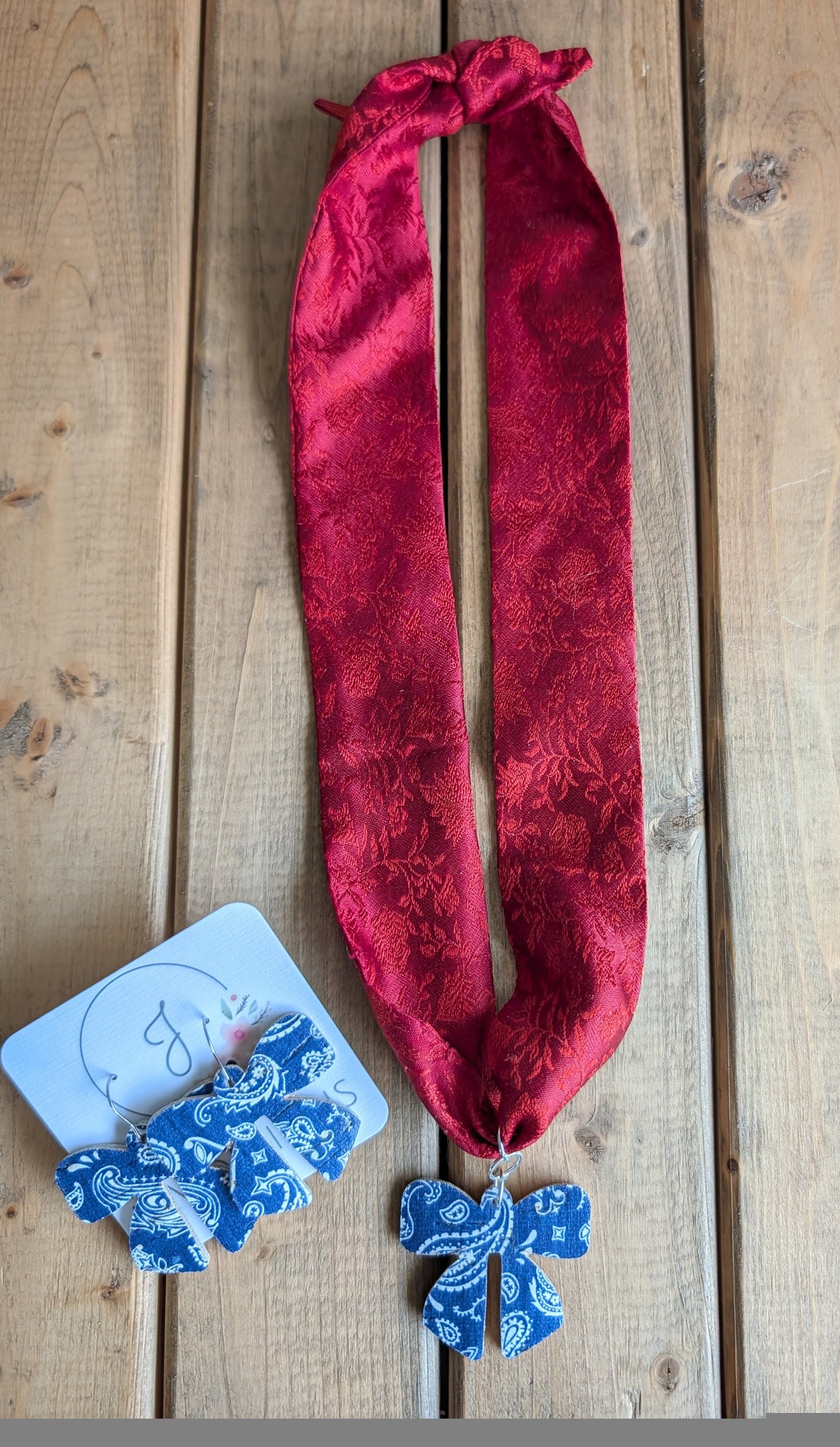 Bandana Necklace and Earrings
