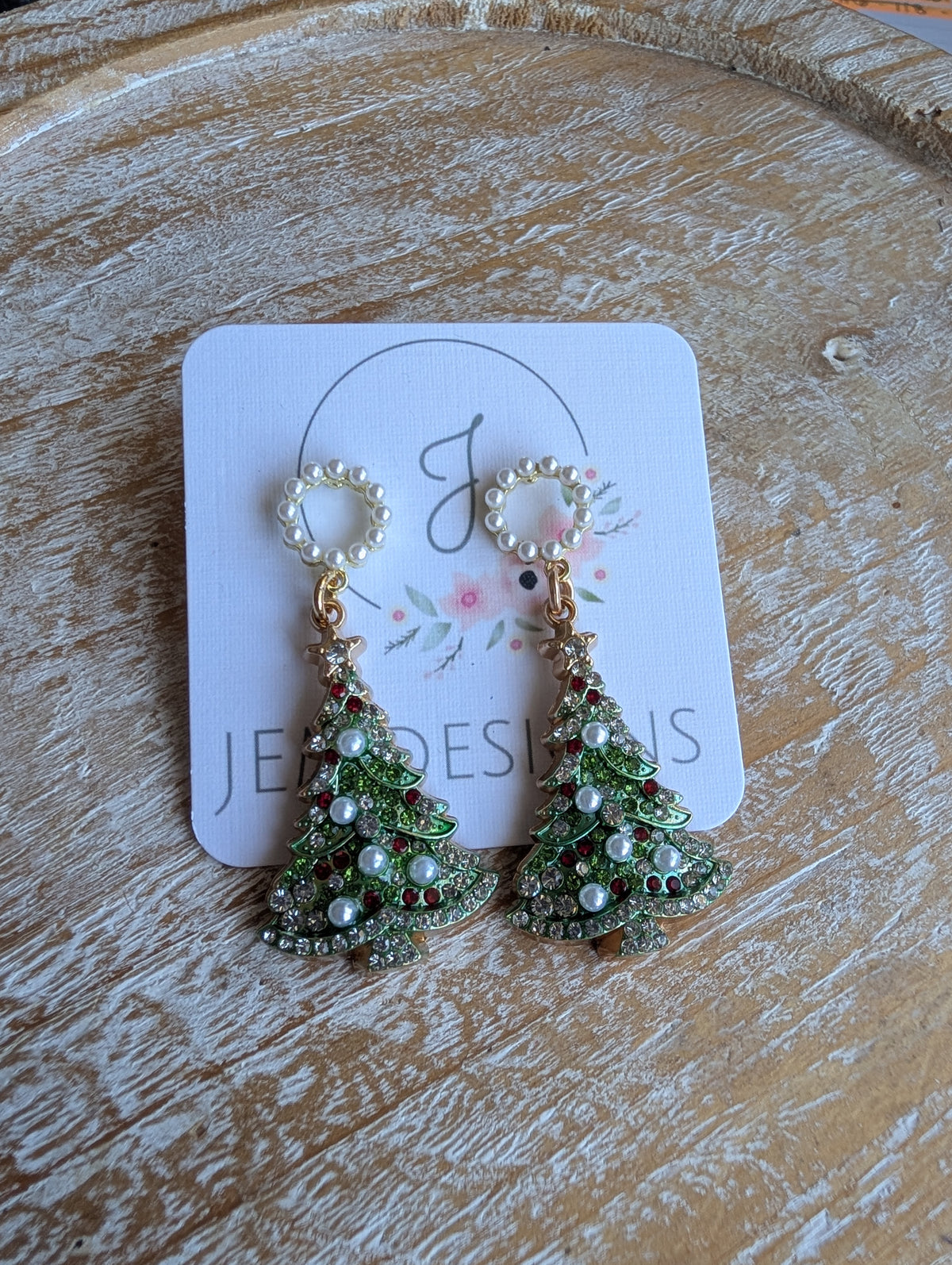 Pearl Christmas Tree Earrings