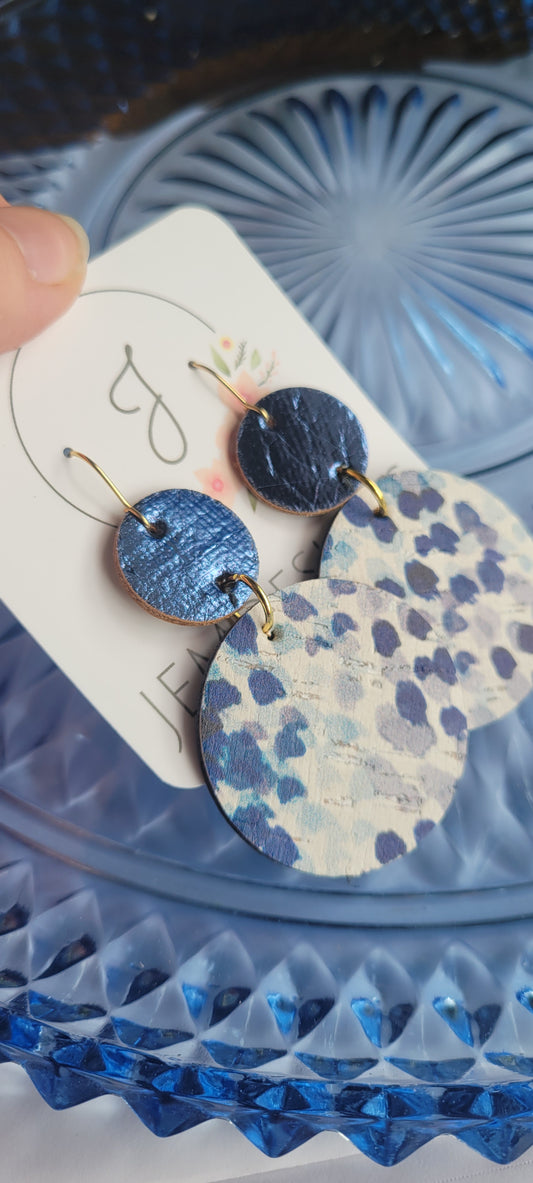Blue Dottie Earrings Mirrored Top