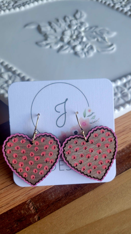 Wood Heart Earrings