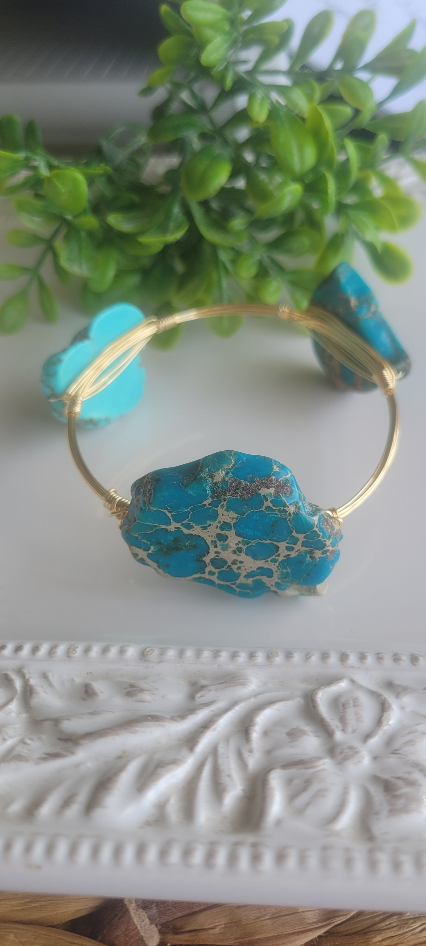 Jasper Wire Wrapped Bangle