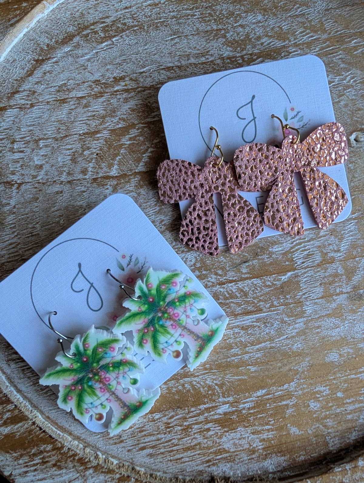 Pink Cheetah Bow Earrings
