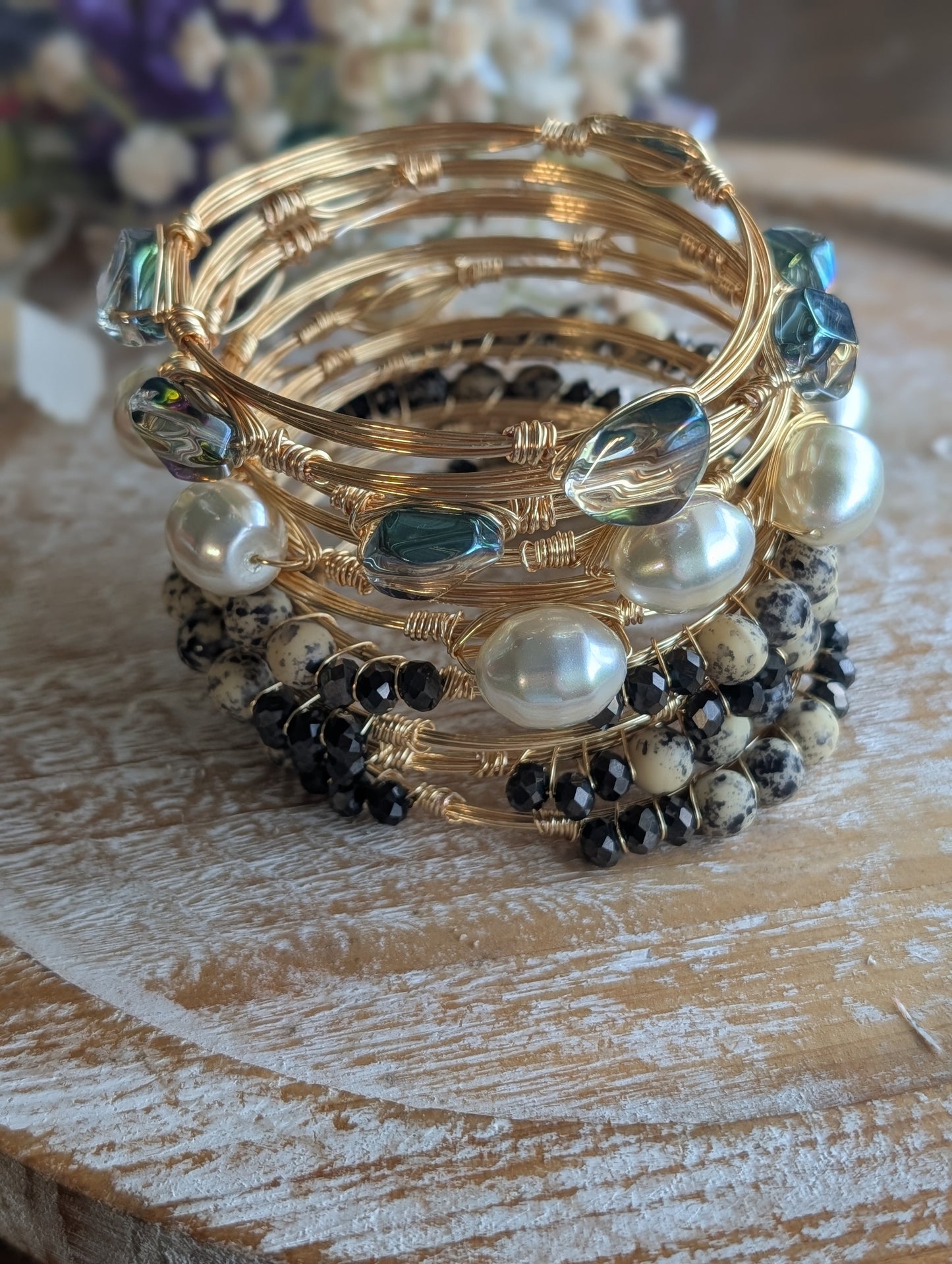 Dalmatian Jasper Bangle Bracelet