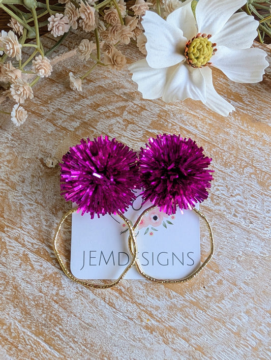 Magenta Tinsel Earrings