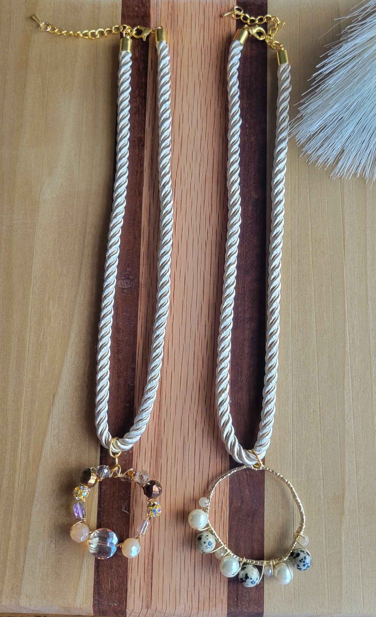 Beaded Pendant Satin Rope Necklace