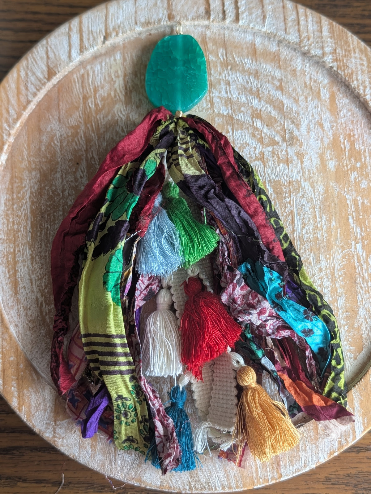 Handcrafted Boho Ribbon & Tassel Bag Charm