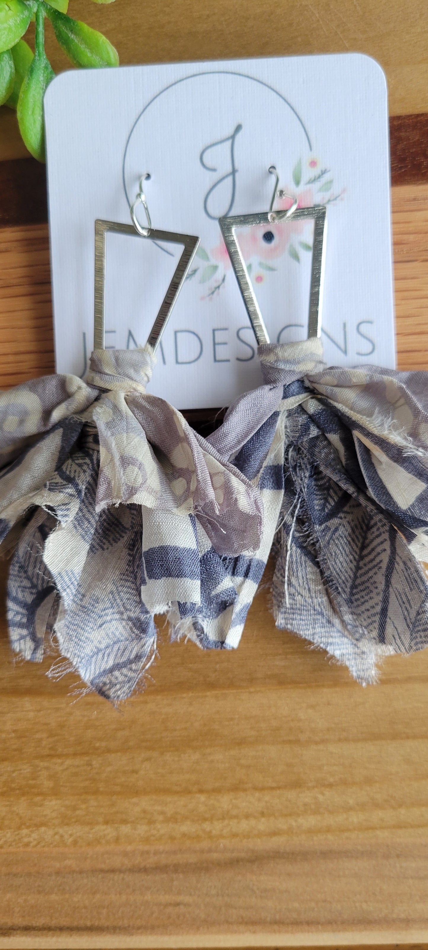 Grey Fabric Earrings