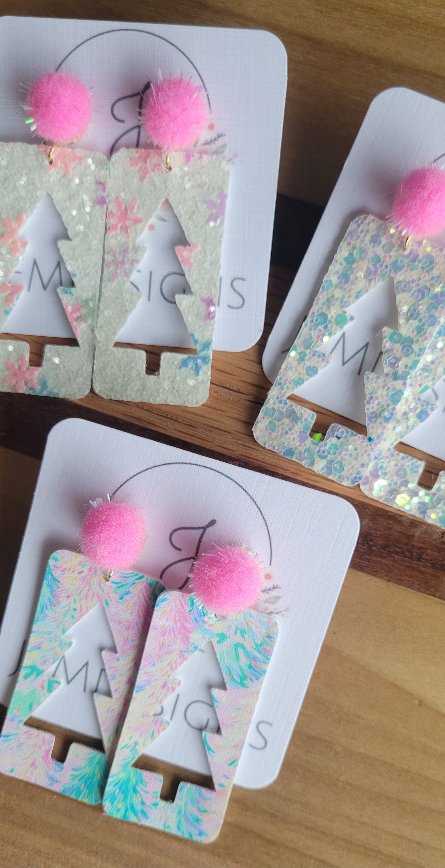 Christmas Tree Rectangle Earrings